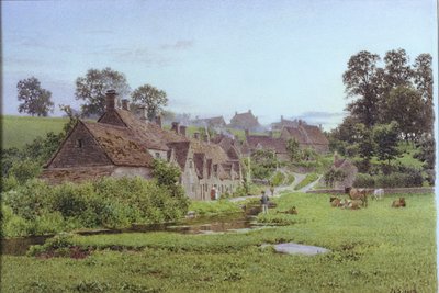 Evening in Arlington Row, Bibury, Gloucestershire by Newton Bennett
